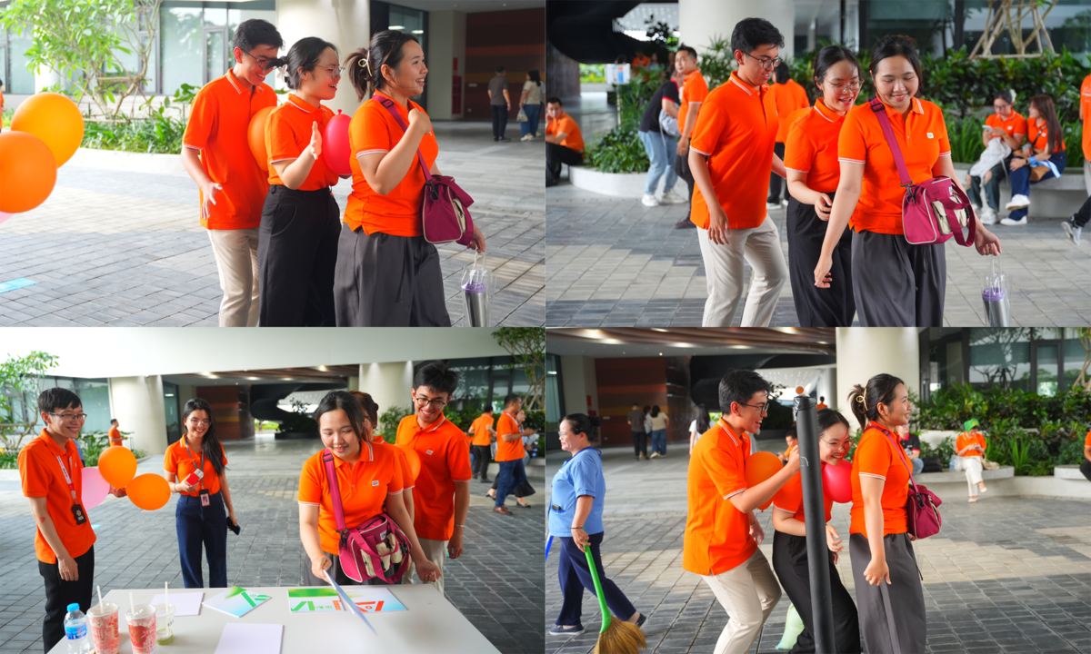 <p class="Normal" style="text-align:justify;"> Tại khu AI Hay Chơi Game, tiếng cười nói rôm rả. Cả 2 trò chơi gồm AI Khớp và AI Khéo hừng hực khí thế tranh tài của người F.</p> <p class="Normal" style="text-align:justify;"> Với game AI Khớp, lần đầu thử thách, vì chưa “cảm” được nên các VĐV khá lúng túng. Sau nhiều lần về điểm xuất phát nhận bóng mới, người tham gia trở nên chuyên nghiệp và “đi như chạy”.</p>