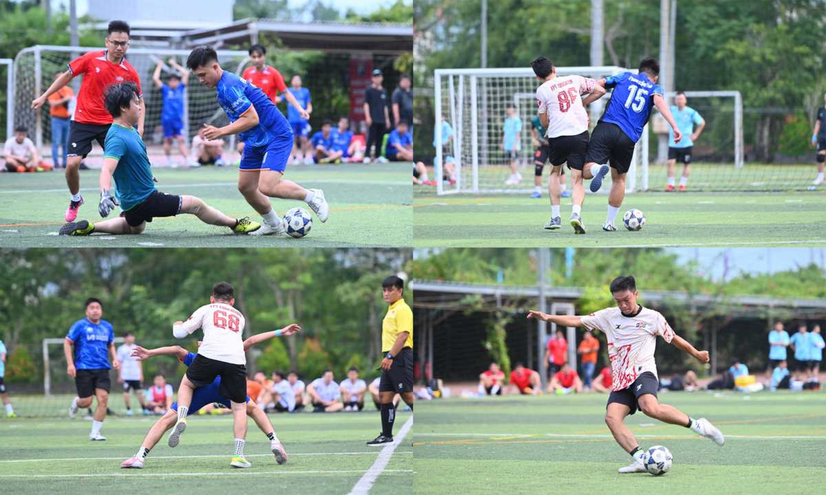 <p class="Normal" dir="ltr" style="text-align:justify;"> Sau vài phút khai mạc, giải bóng đá FPT Cup khởi tranh với 8 đội, gồm: FPT IS, Viễn thông FPT, Bán lẻ FPT, Synnex FPT, Phần mềm FPT &lpar;2 đội&rpar; và Giáo dục FPT &lpar;2 đội&rpar; theo hình thức sân 5 người. 12 trận vòng loại diễn ra liên tục.</p> <p class="Normal" dir="ltr" style="text-align:justify;"> Mở màn giải đấu là phần tranh tài của đội FSOFT 1 &lpar;thuộc Phần mềm FPT&rpar; và FRT &lpar;thuộc FPT Retail&rpar;. Song song, tại sân 2, FTEL &lpar;thuộc Viễn thông FPT&rpar; đối đầu cùng FSOFT 2 &lpar;thuộc Phần mềm FPT&rpar;. Bằng những đường chuyền chính xác cùng các pha bứt tốc đầy uy lực, các đội biến sân cỏ thành một đấu trường rực lửa.</p> <p class="Normal" dir="ltr" style="text-align:justify;"> Sân 1, FSOFT 1 và FRT giữ hòa 1-1. Sân 2, FTEL chiến thắng FSOFT 2 với tỷ số 3-0.</p>