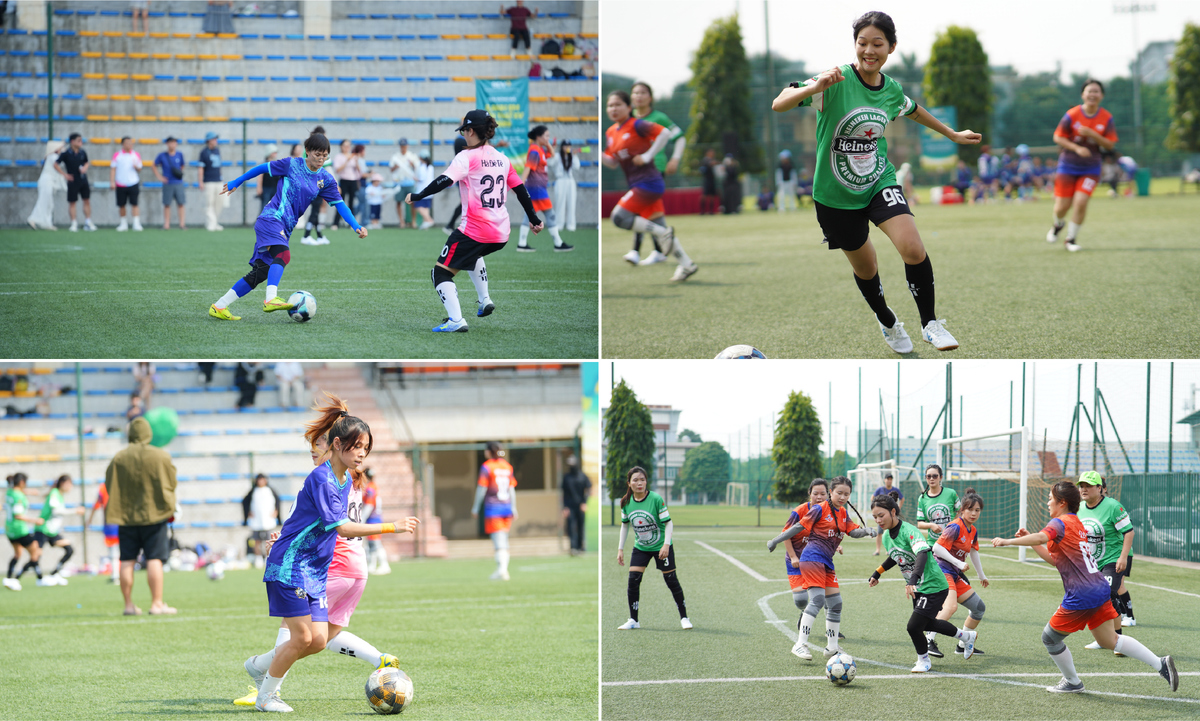 <p class="Normal" dir="ltr" style="text-align:justify;"> Giữ vững phong độ của nhà vô địch, FEDU Xe Lu &lpar;nhà Giáo dục, áo xanh biển&rpar; nhập cuộc đầy tự tin với lối tấn công “nhanh như chớp”. Ngay phút đầu tiên, “mũi tên bạc” Phạm Ánh Hồng &lpar;số 12&rpar; bất ngờ xuyên thủng hàng phòng ngự nhà Viễn thông &lpar;áo hồng&rpar;, mở tỷ số trong sự ngỡ ngàng của đối thủ. Bàn thắng sớm như tia lửa châm ngòi cho ngọn lửa chiến đấu của nhà Giáo dục. Những pha phối hợp nhuần nhuyễn, những cú sút chuẩn xác liên tiếp được phô diễn, khiến khung thành nhà Viễn thông phải hứng chịu cơn mưa bàn thua. Khép lại với tỷ số 10-0, hạt giống FE giành chiến thắng đầy thuyết phục.</p> <p class="Normal" dir="ltr" style="text-align:justify;"> Trái ngược với cặp đấu trên, trận tranh tài của 2 đội 2 3 Zô &lpar;áo heineken&rpar; và FCI-Base &lpar;áo cam xanh&rpar; lại vừa kịch tính vừa…thư giãn. Hiệp 1 mở ra trong không khí nảy lửa, đậm “mùi thuốc súng” khi các cầu thủ hai bên liên tục tranh chấp quyết liệt. Sau những phút giằng co căng thẳng, đội “các cô nàng Heineken” bất ngờ khai thông thế bế tắc với bàn thắng của số 17 Nguyễn Thị Vân Anh.</p> <p class="Normal" dir="ltr" style="text-align:justify;"> Hiệp 2 lại mang đến sắc thái hoàn toàn khác: tiếng cười rộn rã vang khắp khán đài. Khán giả được phen “cười mỏi miệng” trước những pha chân “hơi giãn” đưa bóng vượt biên, cảnh “chị ngả em nâng” hay né bóng như “né tà”. Chung cuộc, các cô nàng 2 3 Zô bước vào bán kết nhánh Vàng với tỷ số 1-0.</p>