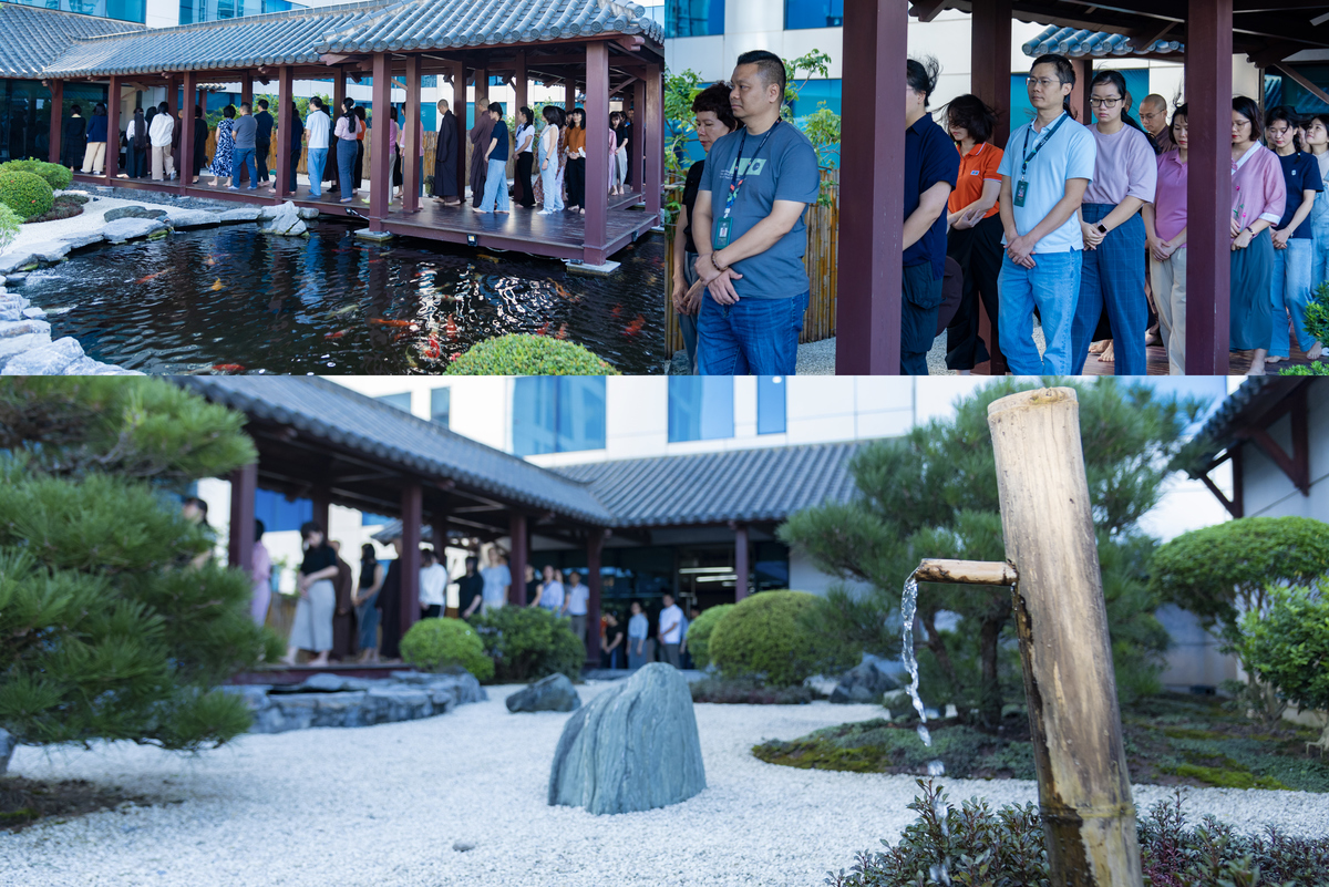 <p class="Normal"> Thầy Trúc Lâm dẫn đoàn thực tập thiền hành quanh khu vườn Nhật, mở đầu ngày mới trong không gian tĩnh lặng, giúp thân thể thư giãn và tâm hồn trở nên an yên.</p>