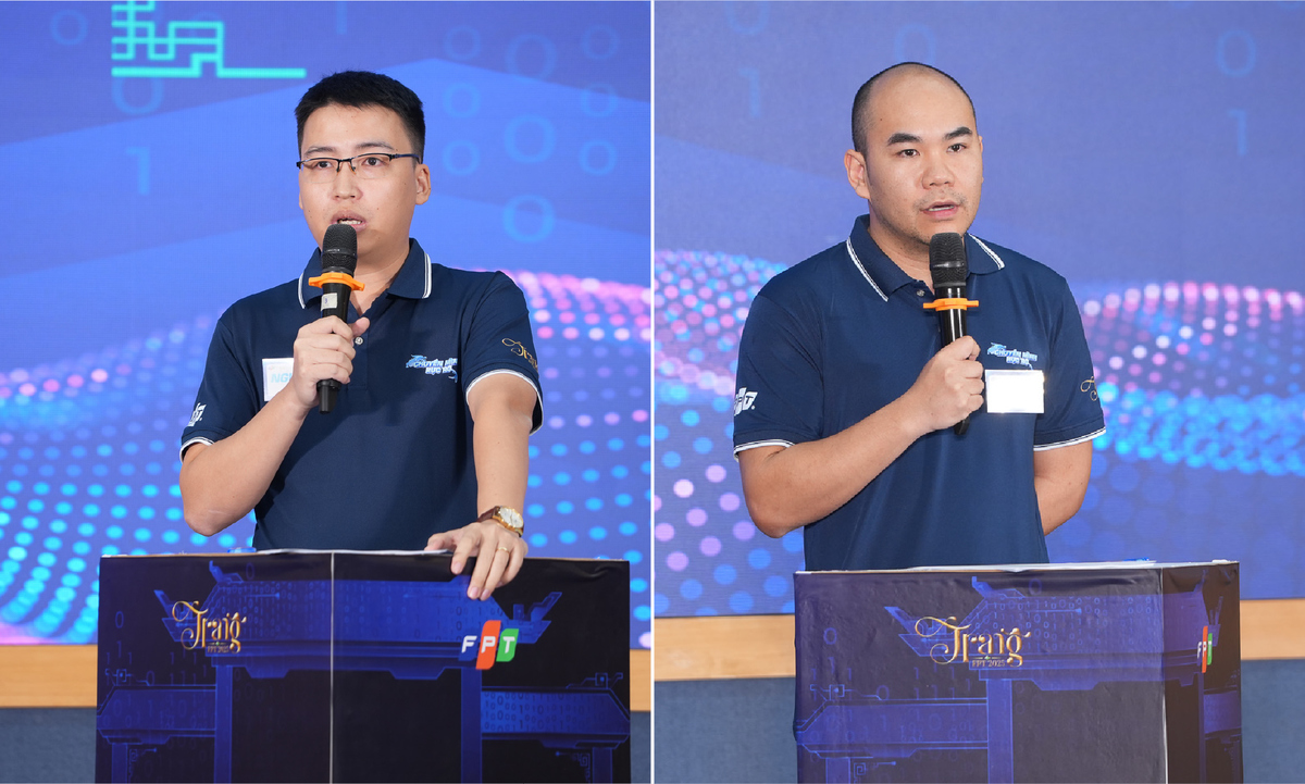 <p class="Normal" style="text-align:justify;"> Đến từ Viễn thông FPT, Lê Giang Nguyên &lpar;trái&rpar; mang đến một phần thi cá nhân giàu màu sắc khi nhận đề bài “Theo bạn, Trạng nguyên FPT 1998 và Trạng nguyên FPT 2025 có điểm gì giống và khác nhau? Vì sao?”. Không chọn lối trình bày khô cứng, Giang Nguyên khéo léo mở bài bằng sự kết nối giữa các thế hệ Trạng: điểm chung là GenFPT, các giá trị cốt lõi và tinh thần sáng tạo, trong khi điểm khác biệt phụ thuộc vào bối cảnh chiến lược từng thời kỳ.</p> <p class="Normal" style="text-align:justify;"> Mang tinh thần "thực chiến" của nhà Bán lẻ lên sân khấu Trạng, sĩ tử Nguyễn Vũ Linh gây ấn tượng bằng tư duy giải quyết vấn đề gọn ghẽ. Trả lời câu hỏi: "Nếu trở thành Trạng nguyên FPT 2025, ba việc đầu tiên bạn sẽ thực hiện là gì, vì sao?", anh cho rằng điều đầu tiền sẽ "quay lại làm việc ngay", làm tốt nhất những công việc hiện tại trước khi nghĩ tới những dự án tiếp theo. Đặc biệt, anh không ngần ngại "va chạm" khi trả lời câu hỏi về nhân sự với quan điểm "người tài rời đi để tìm nơi phát triển cá nhân tốt hơn". Đồng thời, anh cũng khẳng định bí quyết thành công của nhà Bán lẻ trong kỷ nguyên AI chính là sự thực tế: Công nghệ phải giải quyết vấn đề thực tế của khách hàng và chi phí đầu tư phải tối ưu, không phung phí.</p>