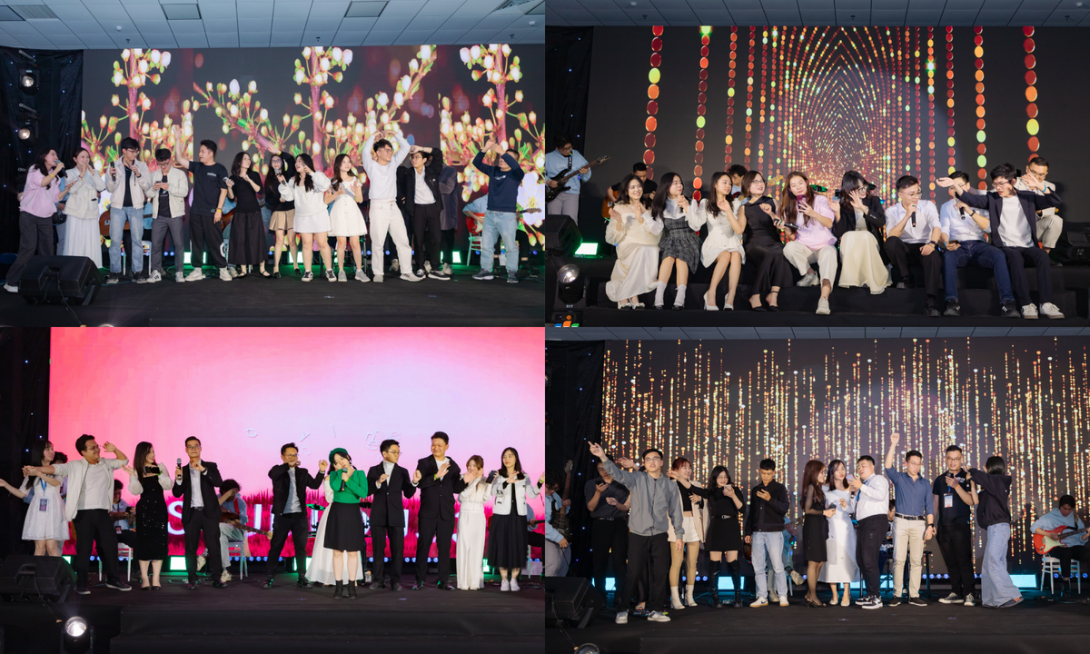 <p class="Normal" dir="ltr" style="text-align:justify;"> Đặc biệt, khoảnh khắc nâng ly chung đã trở thành điểm nhấn kết nối của đêm Gala, mở ra không khí gần gũi và ấm áp. Các tiết mục văn nghệ đậm chất STCo cũng vang lên trong chương trình.</p> <p class="Normal" dir="ltr" style="text-align:justify;"> Cuộc thi văn nghệ MAYBE Melody giữa các team tiếp tục đẩy cao không khí đêm Gala với những phần trình diễn sáng tạo và tràn đầy năng lượng tuổi trẻ. Với tinh thần “chơi hết mình”, các thành viên cùng hòa vào giai điệu, tự do sáng tạo điệu nhảy và hình thức biểu diễn theo chủ đề được giao trước.</p>