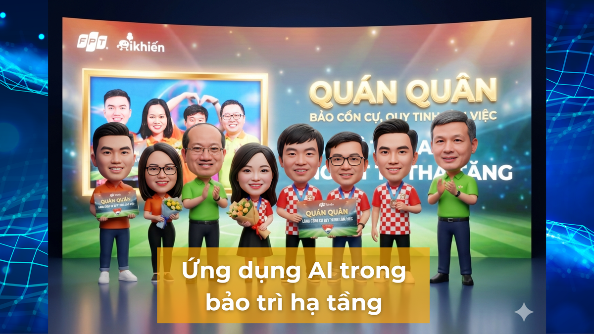 <p class="Normal"> <strong>2022: </strong><span>Nhà Viễn thông chinh phục Quán quân Bảng B iKhiến 2022 với Ứng dụng AI trong bảo trì hạ tầng, nhấn mạnh "Sức mạnh AI - Kiến tạo hạnh phúc". Team Nguyễn Quang Vinh, Huỳnh Xuân Phụng, Lê Xuân Hiệp, Nguyễn Thị Minh Vượng đã trình diễn qua video với dàn lãnh đạo đơn vị như Chủ tịch Hoàng Nam Tiến và CEO Hoàng Việt Anh, tập trung giám sát hạ tầng, nâng cao an toàn và trải nghiệm khách hàng. Qua đó, sáng kiến đã trở thành sáng kiến được yêu thích nhất với 2.390 lượt bình chọn. Mặc dù thua playoff, đội vẫn nhận 110 triệu đồng thưởng &lpar;50 triệu từ chương trình + 60 triệu từ nhà Viễn thông&rpar;, khẳng định vai trò của AI trong việc tạo ra các giá trị nhân văn và hiệu quả trong vận hành.</span></p>