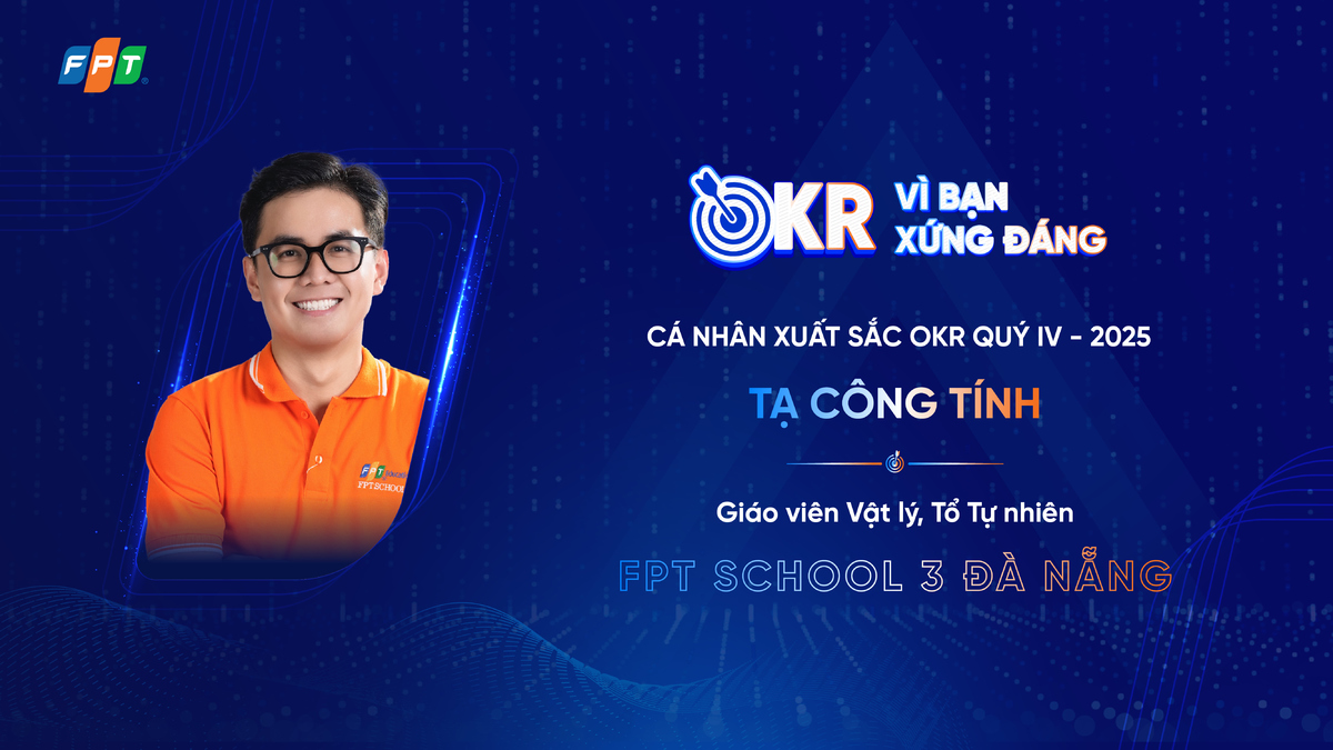 <p class="Normal"> Mục tiêu OKR quý IV/2025 của <strong>thầy Tạ Công Tính, Giáo viên Vật lý, Tổ Tự nhiên, FPT School 3 Đà Nẵng</strong> là bài toán “3 trong 1”: đổi mới dạy học, tạo thành tích thật cho học sinh, đồng thời lan tỏa năng lực AI trong trường và cộng đồng. 4 mục tiêu trải rộng từ STEM, Vật lý, phong trào STEM-Robotics đến sử dụng AI cho cá nhân và chia sẻ ra ngoài, đòi hỏi vừa có sản phẩm học tập, vừa có hoạt động trải nghiệm, vừa có đội thi, giải thưởng và chương trình tập huấn.</p> <p class="Normal"> Điểm khó nằm ở việc tích hợp Mục tiêu Phát triển Bền vững &lpar;SDGs&rpar; và năng lực AI theo khung UNESCO còn mới, ít mô hình sẵn, quỹ thời gian chính khóa lại hạn chế. Để vượt qua khó khăn này, thầy Tính đã chia mục tiêu thành nhiều chặng nhỏ, mỗi chặng đều có sản phẩm cụ thể để học sinh nhìn thấy tiến bộ, từ đó giữ được động lực. Đây là điểm khiến phong trào “tự chạy” được, học sinh không chỉ làm vì thầy giao mà làm vì thấy mình tiến bộ thật. Điểm hay nữa là thầy triển khai theo kiểu “tạo nhóm nòng cốt trước, rồi nhân rộng sau”. Các nhóm mạnh được khuyến khích chia sẻ lại cho nhóm mới, hỗ trợ nhau như mô hình cộng đồng học tập. Song song, thầy phối hợp với đồng nghiệp để thống nhất cách tiếp cận, tránh tình trạng mỗi người dạy một kiểu khiến học sinh bị loạn.</p> <p class="Normal"> Kết quả hoàn thành vượt kế hoạch rõ rệt với 8 tiết STEM, 7 công cụ AI, 35 đội/học sinh tham gia, 25 giải trong nước và 15 giải quốc tế. Đặc biệt, dấu mốc nổi bật là học sinh của thầy đã bảo vệ thành công chức vô địch ENJOY AI tại Trung Quốc, cho thấy cách làm “đồng hành dài hạn, chia nhỏ chặng, góp ý kịp thời” đã biến mục tiêu OKR thách thức thành năng lực bền vững.</p>