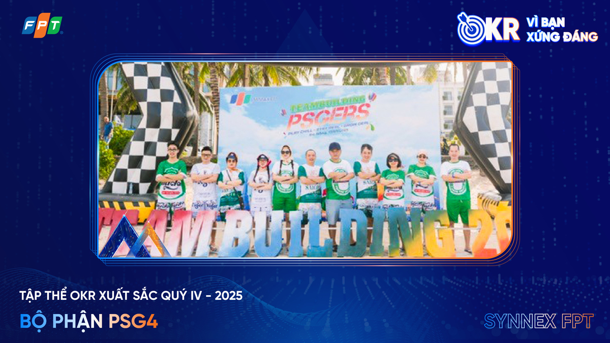 <p class="Normal"> Với <strong>Bộ phận PSG4 - Synnex FPT</strong>, OKR quý IV là bài toán “đánh lớn” giữa bối cảnh thị trường khó khăn, vừa phải hoàn thành doanh số line sản phẩm, vừa phải giữ thị phần của Synnex FPT trong FPT Retail. Đây là mục tiêu thách thức đúng nghĩa, bởi áp lực không chỉ đến từ con số, mà còn đến từ sự cạnh tranh và biến động thị trường khiến việc giữ nhịp bán hàng ổn định trở nên khó hơn bình thường. Một khi thị trường trượt nhịp, mọi mục tiêu về doanh số và thị phần đều có thể “gãy” ngay trong chặng nước rút.</p> <p class="Normal"> Nhưng PSG4 đã tạo ra cú bứt tốc rất mạnh. Đơn vị hoàn thành 172% doanh số OKR quý cuối cùng của năm, đứng đầu về các chỉ số quản trị so với các hướng kinh doanh khác, và đạt mức tăng trưởng so với quý trước lên tới 162%. Điểm nổi bật trong cách triển khai của team nằm ở sự bám sát mục tiêu, quyết liệt trong vận hành và phối hợp chặt chẽ giữa nội bộ team với đối tác để “khóa” kết quả đến cùng, không để mục tiêu trượt khỏi quỹ đạo.</p>