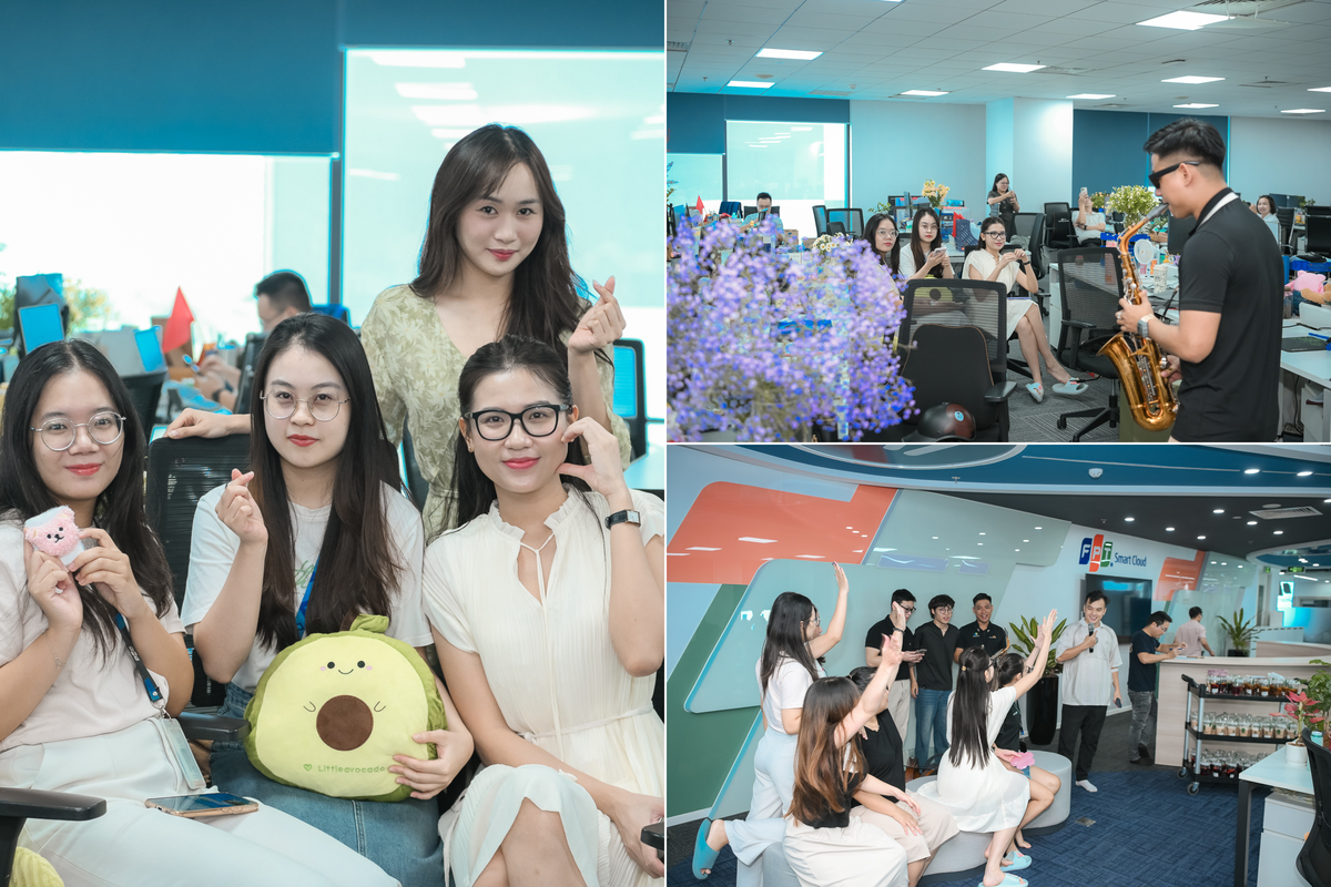 <p class="Normal" dir="ltr" style="text-align:justify;"> FPT Smart Cloud mang đến không khí thư giãn và ngọt ngào trọn vẹn cho các nữ CBNV ở hai đầu cầu. Tại Hà Nội, chị em được xua tan mệt mỏi sau những giờ làm việc căng thẳng với dịch vụ massage cổ vai gáy chuyên sâu, kết hợp cùng những ly trà sữa mát lành.</p> <p class="Normal" dir="ltr" style="text-align:justify;"> Trong khi đó tại đầu cầu TP HCM, không gian văn phòng lại biến thành góc chăm sóc sắc đẹp ấm cúng với hoạt động làm nail cẩn thận, chỉn chu. Những ly trà sữa thơm ngon cùng những khoảnh khắc chiều chuộng bản thân đã mang lại nụ cười rạng rỡ và niềm vui trọn vẹn cho phái đẹp trong ngày đặc biệt.</p>